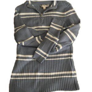 Half neck ring blue white striped pullover size s